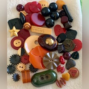 Buttons; 50 Fun, Colorful Vintage Bakelite Buttons